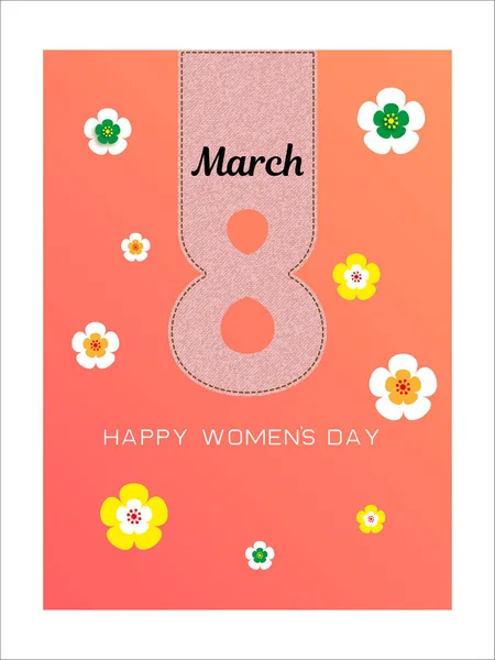 März Grußkarte Zum Internationalen Frauentag — Stockvektor
