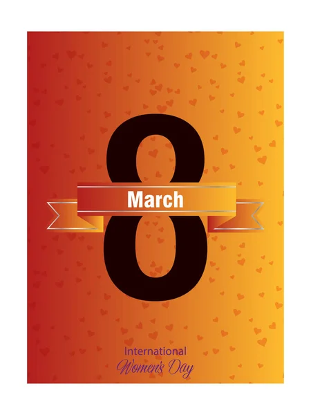 Marzo Plantilla Tarjeta Felicitación Cartel Del Día Internacional Mujer — Vector de stock