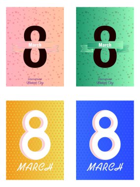 Dünya Kadınlar Günü 8 Mart için parlak posterler kümesi 