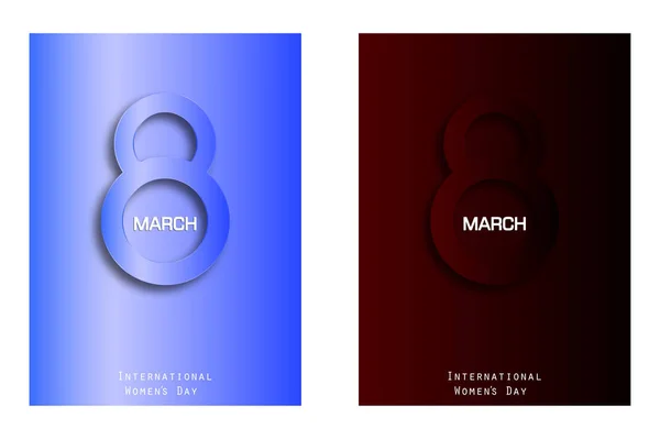 Dünya Kadınlar Günü Mart Için Parlak Posterler Kümesi — Stok Vektör