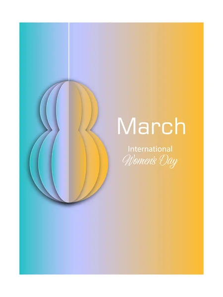 Marzo Plantilla Tarjeta Felicitación Cartel Del Día Internacional Mujer — Vector de stock