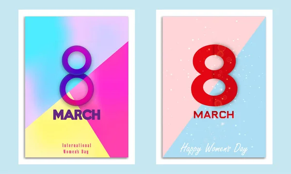 Conjunto Cartazes Brilhantes Para Dia Internacional Mulher Março —  Vetores de Stock