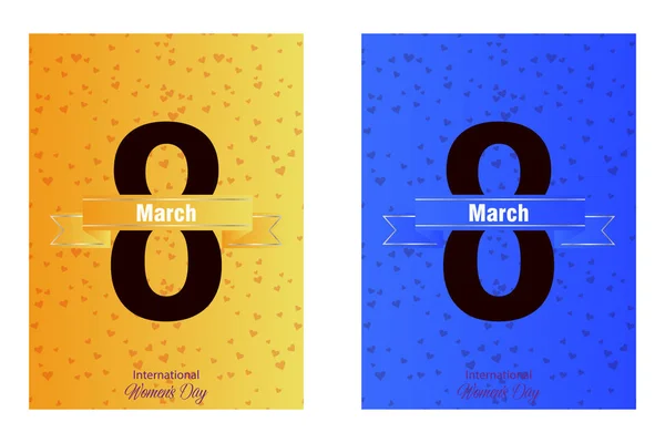 Набор Роскошных Плакатов Международного Женского Дня Марта — стоковый вектор