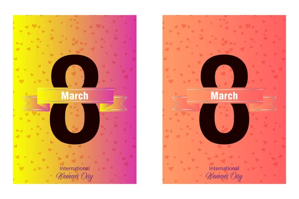 Conjunto Carteles Brillantes Para Día Internacional Mujer Marzo — Archivo Imágenes Vectoriales