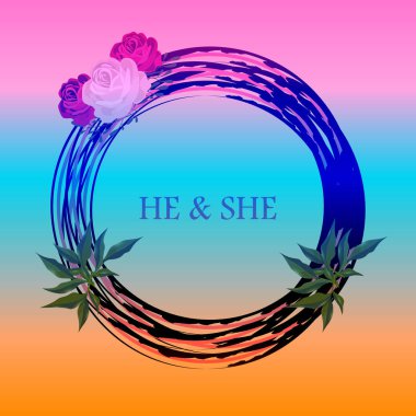 Elle çizilmiş çerçeve çiçek çelenk