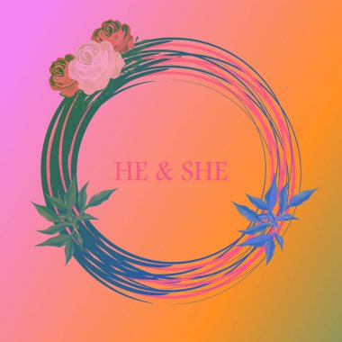 Elle çizilmiş çerçeve çiçek çelenk