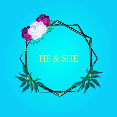 Elle çizilmiş çerçeve çiçek çelenk