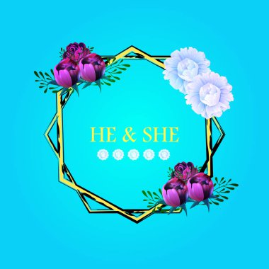 Suluboya çelenk çiçek çerçeve tasarımı