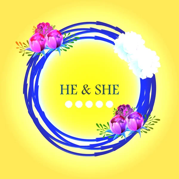 Suluboya çelenk çiçek çerçeve tasarımı