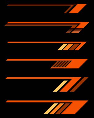 Soyut turuncu yarış çizgileri araç ambalajı etiketleri.