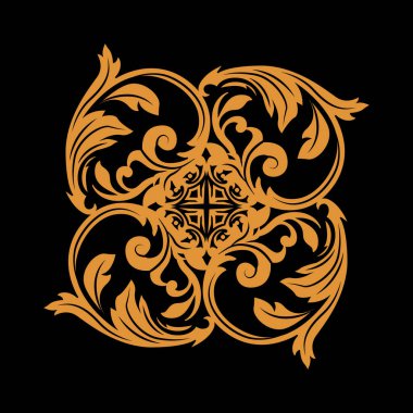 Soyut altın çiçekli bir süs.