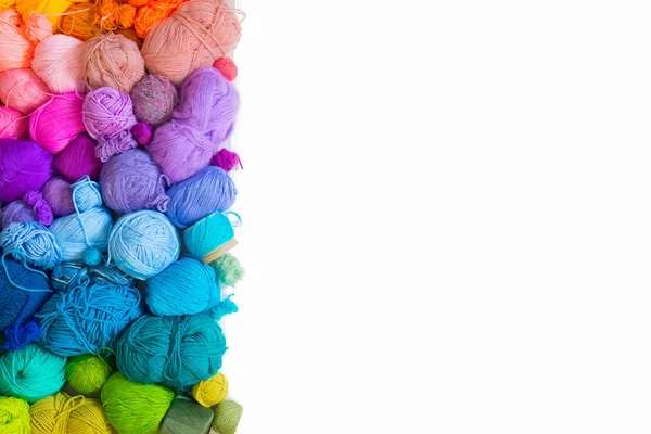 Bolas Coloridas Fios Agulhas Tricô Fios Malha — Fotografia de Stock