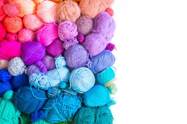 Colored Balls Yarn Knitting Needles Crocheting Yarn — Stock Photo, Image