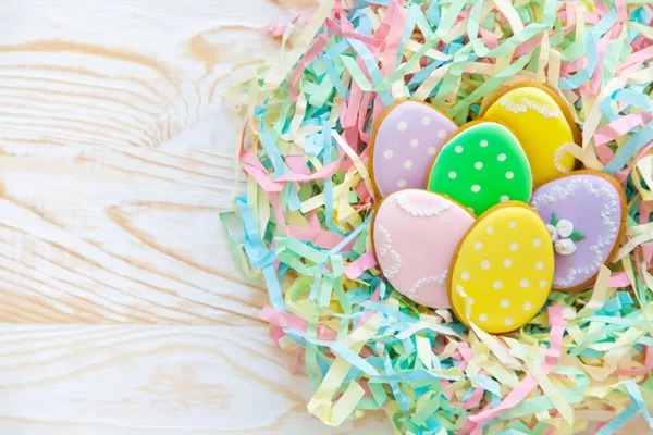 Sweets Celebrate Easter Gingerbread Shape Easter Bunny Easter Eggs White — Stock Photo, Image