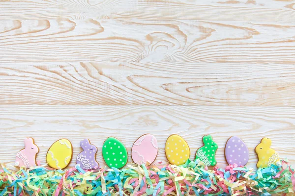 Doces Para Celebrar Páscoa Pão Gengibre Forma Coelho Páscoa Ovos — Fotografia de Stock