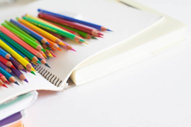 Beyaz arka plan üzerinde izole renkli ahşap kalemler