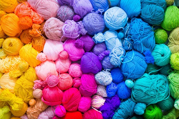 Colored Balls Yarn Knitting Needles Crocheting Yarn — Stock Photo, Image