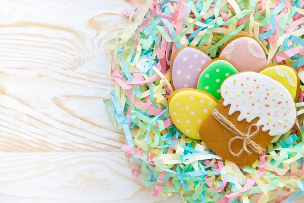 Süßigkeiten Zum Osterfest Lebkuchen Form Von Osterhasen Und Ostereiern Weiß — Stockfoto