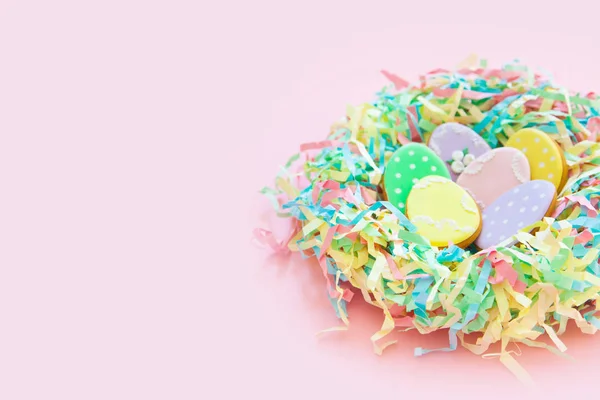 Süßigkeiten Zum Osterfest Lebkuchen Form Von Osterhasen Und Ostereiern Weiß — Stockfoto