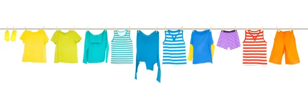 Tvättning Barnens Ljusa Kläder Tvättstuga — Stockfoto