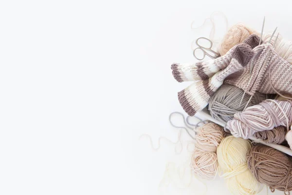 Neutral beige yarn for knitting is in the basket. Woolen warm so Stock  Photo by ©dalivl@yandex.ru 253954778