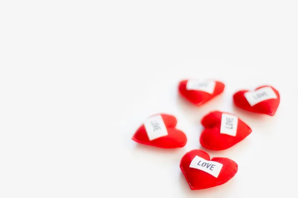 Lima Hati Merah Latar Belakang Putih Hari Valentine — Stok Foto