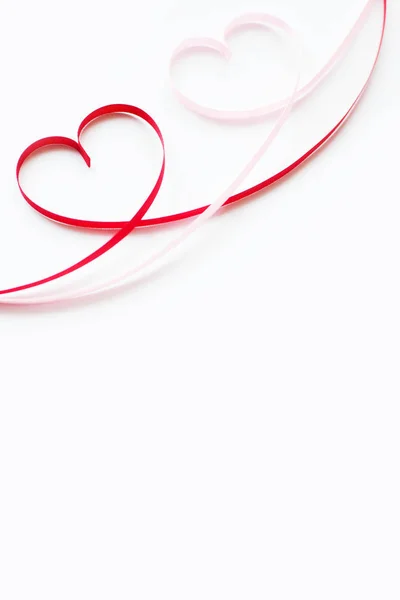 Valentinstag Karte Herz Aus Schleife Auf Weißem Hintergrund — Stockfoto