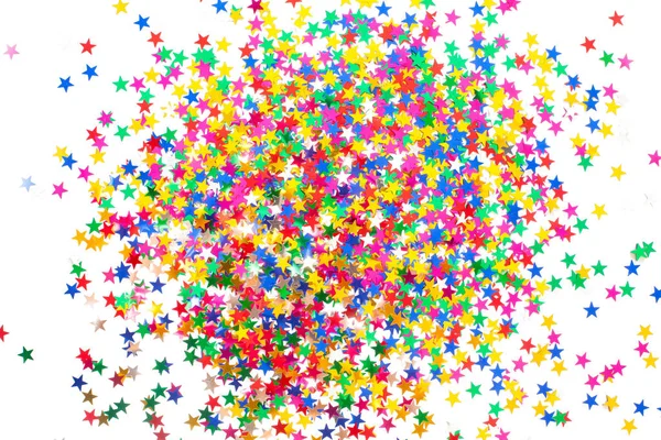 Confetti Estrellas Colores Fondo Blanco Marco Confeti — Foto de Stock