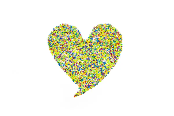 Corazón Hecho Confeti Colores Pequeños Círculos Papel Colores Fondo Blanco —  Fotos de Stock