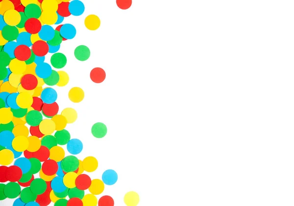 Confetti Esparcidos Diferentes Colores Sobre Fondo Blanco Confeti Festivo Decoración —  Fotos de Stock