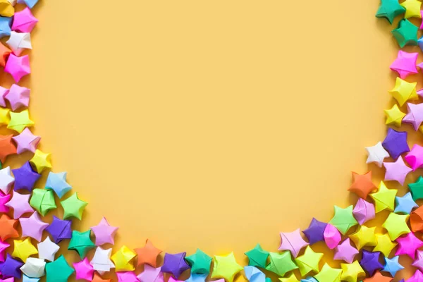 Colored Stars Yellow Background — Stock Photo, Image