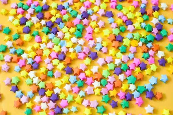 Colored Stars Yellow Background — Stock Photo, Image