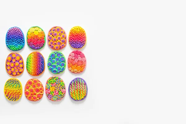 Easter Eggs Stuck Together Plasticine White Background — Stock Photo, Image