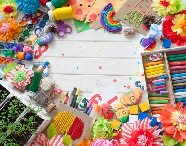 Materials Children Creativity Drawings Plasticine Crafts — Stock Photo, Image