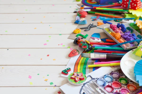 Materiais Para Criatividade Das Crianças Desenhos Plasticina Artesanato — Fotografia de Stock