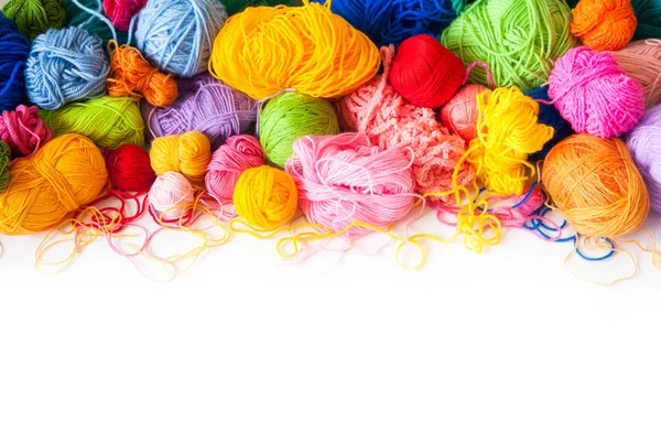 Colored Balls Yarn View Rainbow Colors All Colors Yarn Knitting — Stock Photo, Image