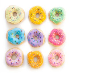 Food is sewed from fabric for a children's game in a shop or cafe. Donuts, hamburger, pizza, sausages, French fries, Japanese rolls.
