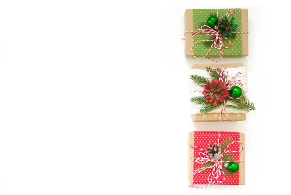 Presentes Natal Várias Cores Isolar — Fotografia de Stock