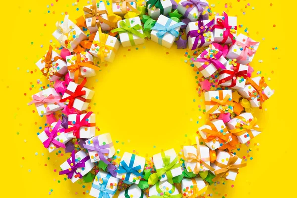Festlicher Dekorationskranz Bänder Für Geschenke Regenbogenfarbe Spektrum — Stockfoto