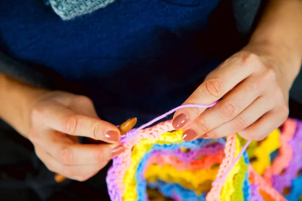 Napkin Crochet Rainbow Color — Stock Photo, Image