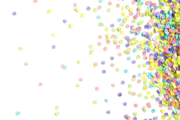 Confetti Sparsi Diversi Colori Sfondo Bianco Confetti Festivi Arredamento Festa — Foto Stock