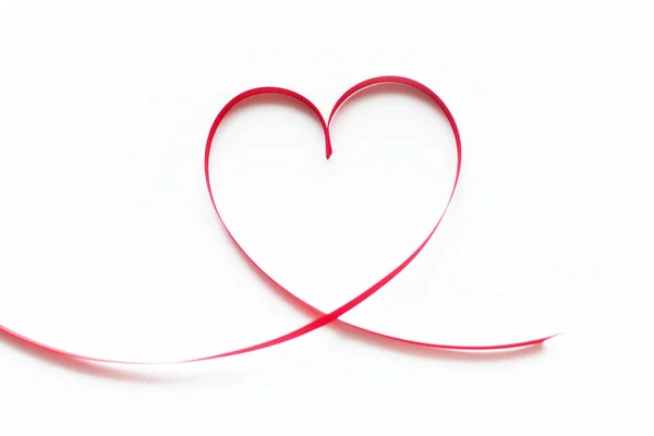 День Святого Валентина Серце Стрічки Білому Тлі — стокове фото