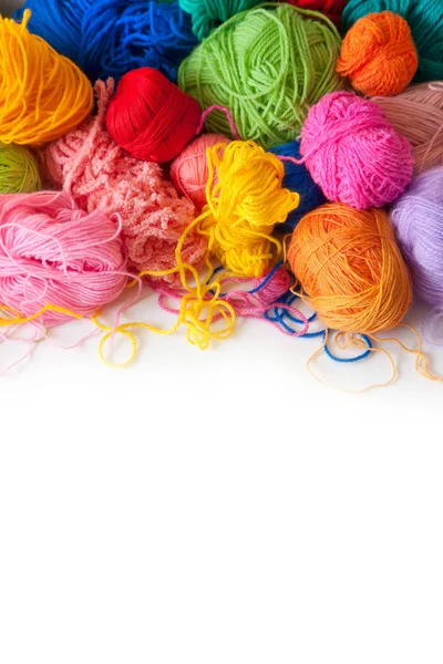 Colored Balls Yarn View Rainbow Colors All Colors Yarn Knitting — Stock Photo, Image