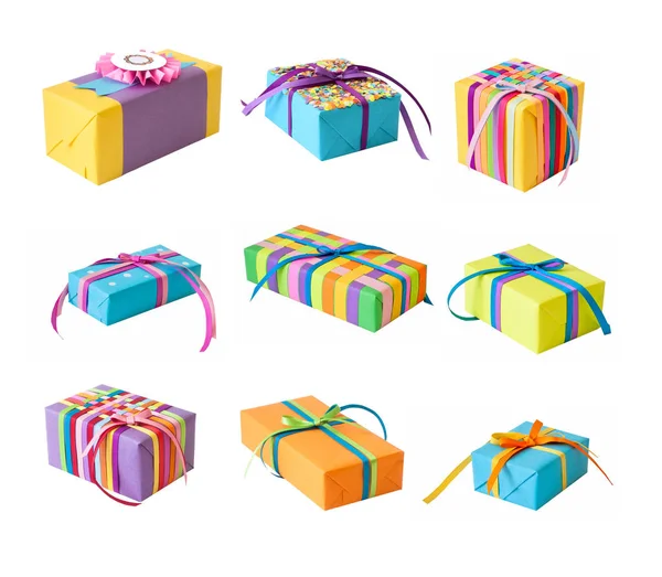 Colorful Holiday Gifts Isolate — Stock Photo, Image