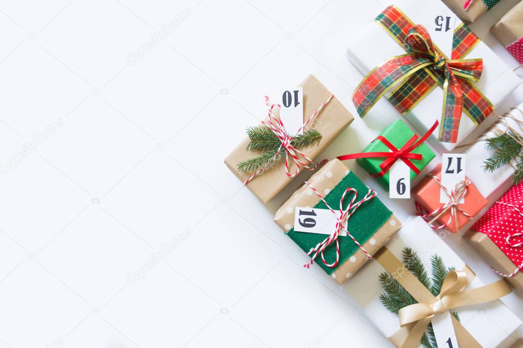 Christmas calendar with gifts for children. Advent calendar.