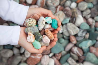 Deniz çakıl/deniz taşları arka plan/plaj kayalar