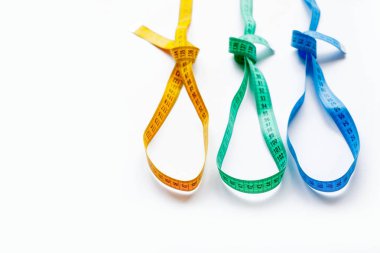 Ölçme bantları, beyaz zemin üzerine izole kümesi