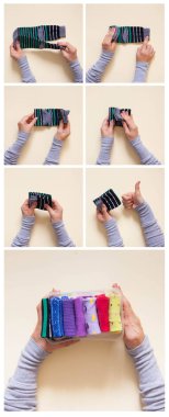 Giyim depolama. Dolabın içinde sipariş. Çorap katlanır. Master Class.