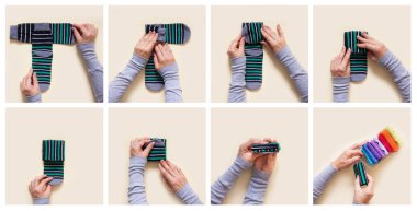 Giyim depolama. Dolabın içinde sipariş. Çorap katlanır. Master Class.