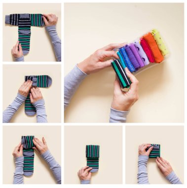 Giyim depolama. Dolabın içinde sipariş. Çorap katlanır. Master Class.